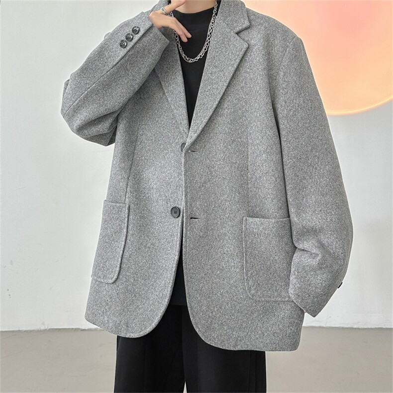 N6169/P95加棉P105冬季新开叉呢料毛呢西服男宽松外套上衣呢大衣,男装西服,电商A141