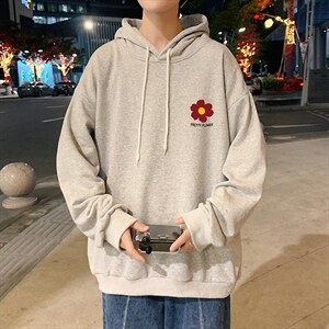 WY2257-P35 纯棉连帽卫衣男大码运动帽衫宽松薄外套男图片