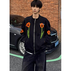 植绒刺绣棒球服夹克外套男女小众设计感郁金香花卉上衣JB1021，男装夹克，星座1116A（原606A-3）