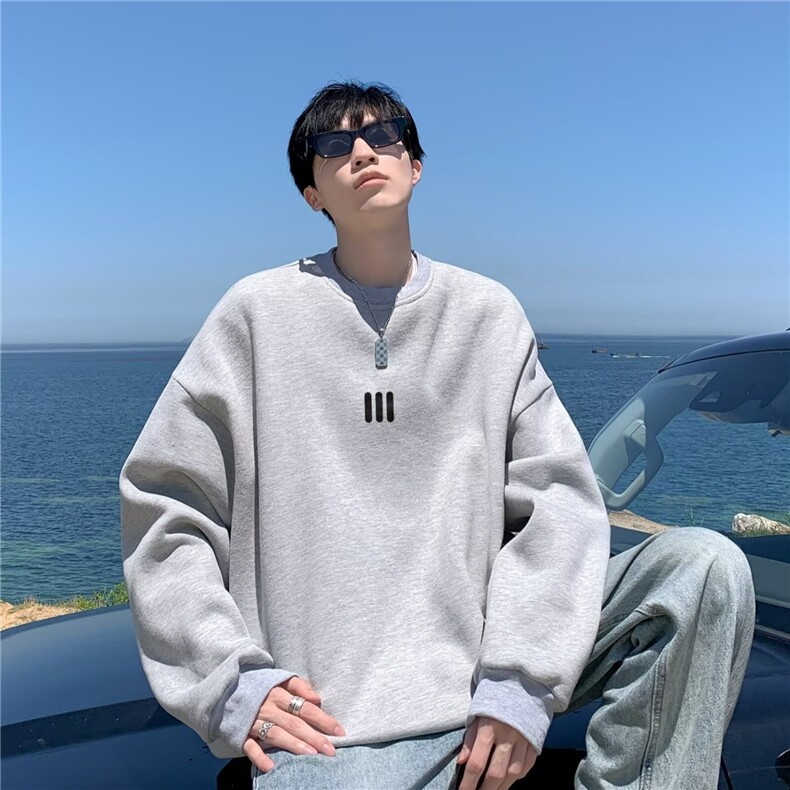 卫衣男秋季潮牌美式高端2025年新款休闲长袖时尚潮流修身圆领上衣,男装卫衣,星座715-4
