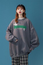 中性风2022设计感十字架字母印花圆领套头情侣卫衣W182p30控48-，男装卫衣，A247A
