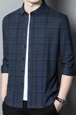 BB57205钱塘2020-2新款中年男士衬衫宽松休闲长袖格子衬衣P142，男装衬衫，钱塘207-2