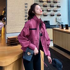 橘色工装短外套女秋季2025新款春装设计感小众ins潮原宿港风上衣，女装短外套，拾菱