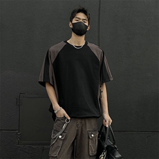 抖音得物二开品质240克宽松纯棉美式潮牌高街痞帅短袖T恤YQ41，男装T恤，电商A486-1
