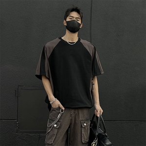 抖音得物二开品质240克宽松纯棉美式潮牌高街痞帅短袖T恤YQ41图片