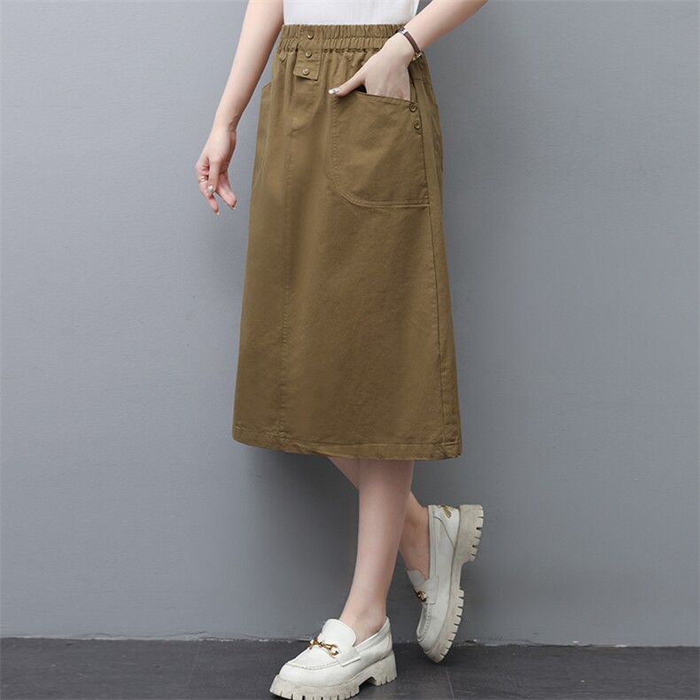 夏季新款时尚休闲牛仔半身裙高腰显瘦A字裙百搭气质长裙，女装半身裙，玛其路