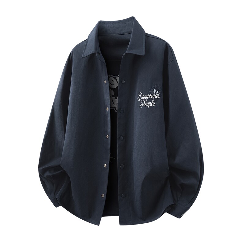 高品质鱼骨纹2026新款百搭翻领长袖衬衫A436-26019-P68118,男装衬衫,电商A436