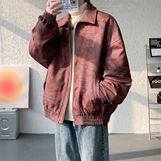 加棉美式扎染冬季加厚潮牌棉衣翻领复古双开拉外套979P115，男装棉衣，电商A458A