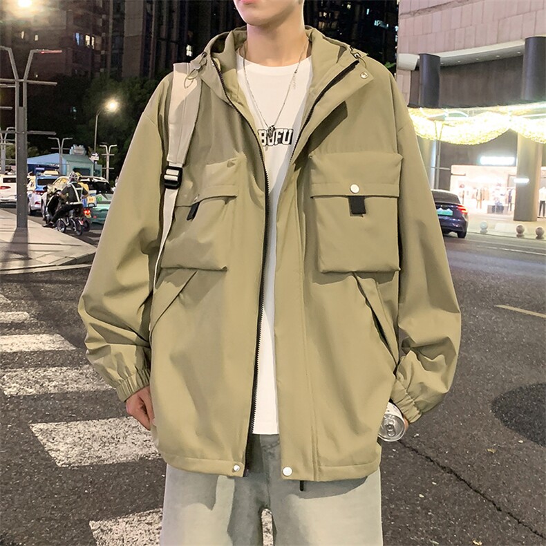 休闲拉链夹克情侣冲锋衣防风衣连帽外套JK451p75,男装夹克,电商D315