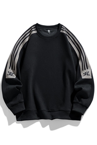 2XL-9XL 冬季加绒加厚胖子圆领拼接卫衣男图片