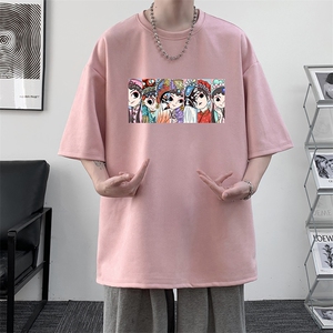 京剧脸谱风麂皮绒短袖t恤男大码半袖男 JD82250-P25图片