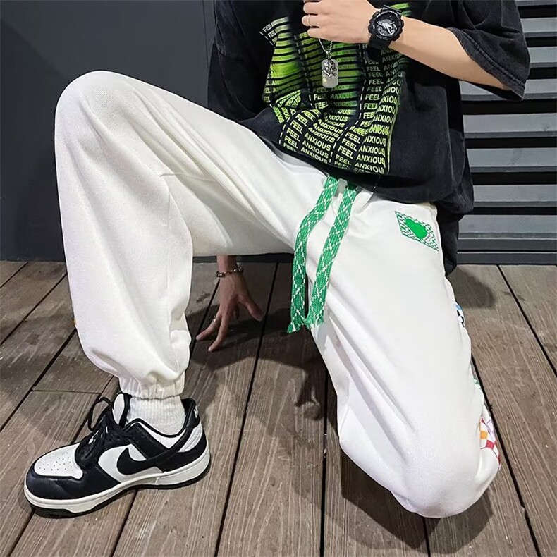 束脚裤男韩版潮拼色百搭2023夏季新款ins宽松帅气休闲裤K2051-P33,男装休闲裤,星座412-3