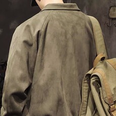 2025春秋款外套美式复古麂皮绒翻领夹克男生宽松美拉德新款衣服，男装夹克，星座506A