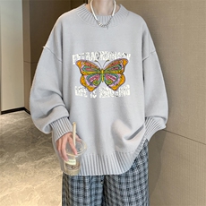 半高领毛衣男士大码针织衫男毛线衣男M18366-P45加绒款-P65，男装针织衫/毛衣，电商A040