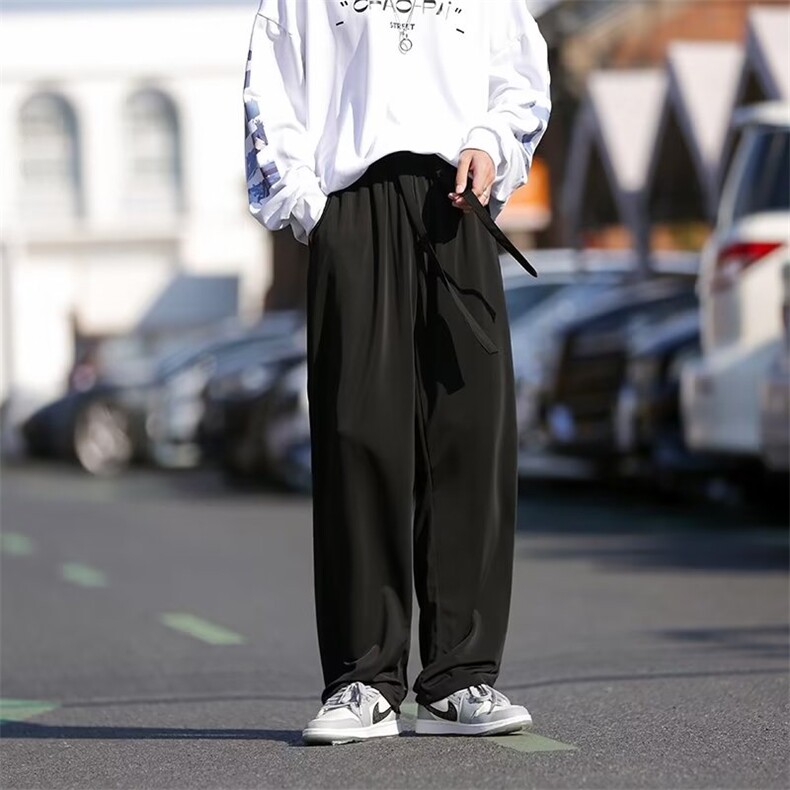 夏季宽松垂感直筒男生休闲西裤薄款高街阔腿拖地长裤 K4270-P30图片