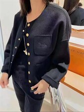 2021秋冬新款时尚单排扣刺绣马车韩版休闲宽松百分百羊毛双面，其它，L·H·X