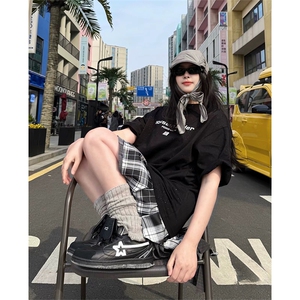 抖音得物供货 现货美式潮美式满天星 亮片潮牌宽松印花T恤AMTX01图片