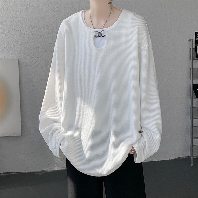 高克重320g美式复古肌理感锁链大码长袖T恤男T24517-特P42控79，男装T恤，电商A001-1