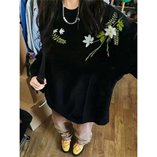 网图有货春季刺绣花卉圆领卫衣男女宽松情侣长袖上衣A1335-P30，男装卫衣，星座1505