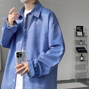 8XL-M长袖衬衫男夏季格子条纹衬衣宽松慵懒风防晒外套CS29005P45图片
