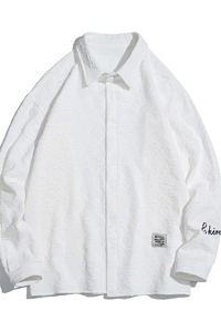 白底花型长袖衬衫男大码M-5XL情侣衬衫男长袖衬衣男CCS8734P45控图片
