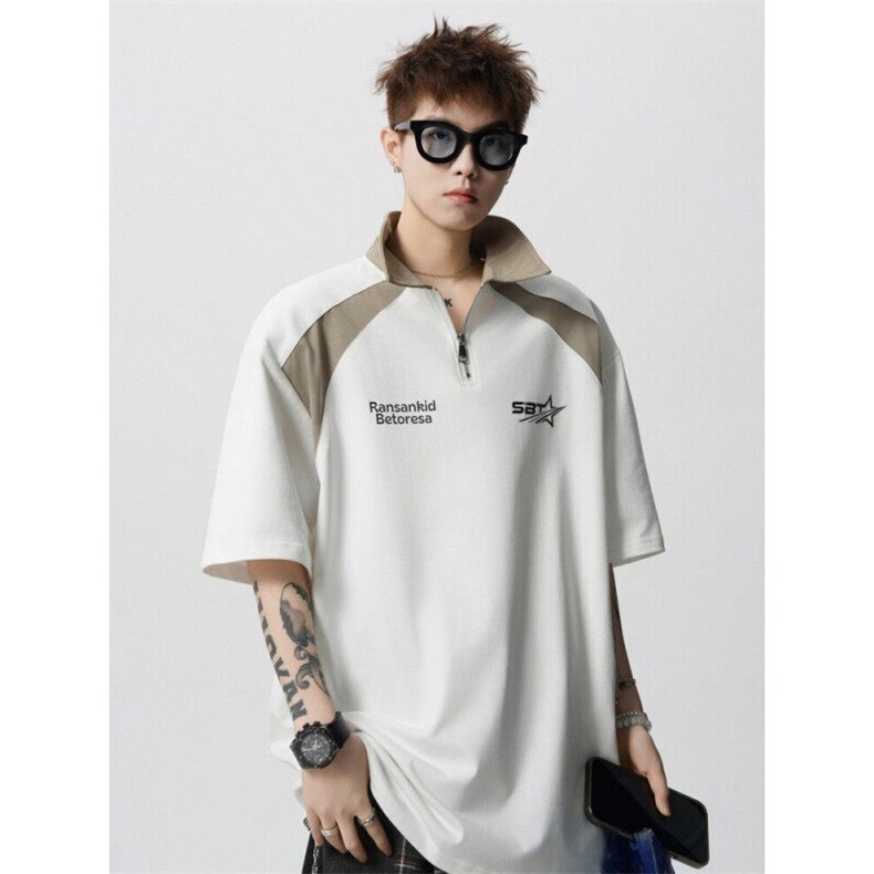 DSA028-DT2508特P38领口V压线设计7分袖下摆2边开叉短袖T控68,男装T恤,电商A028