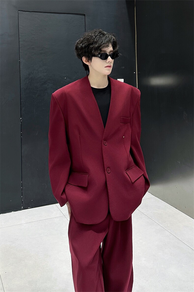 韩版休闲西装套装外套高级痞帅宽松韩版西服外套西裤整套搭配P140,男装西服,电商B319