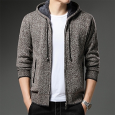 品质好秋冬季新款男士休闲连帽毛衣外套百搭加绒夹克8839-P36元，男装针织衫/毛衣，星座1706