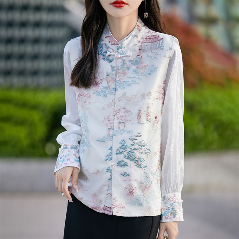 优雅新中式刺绣马甲女长袖修身显瘦轻奢风外套，女装马甲，臻维羊绒