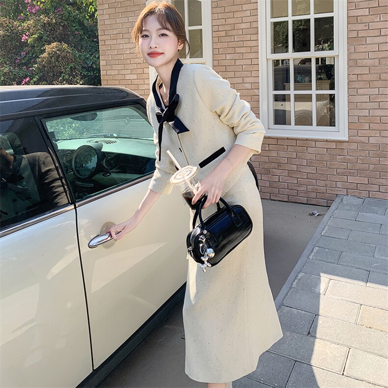 现货-2025春季新款时尚气质小香风套装女高级感外套半身裙两件套,女装套装/套裙,1D102-1