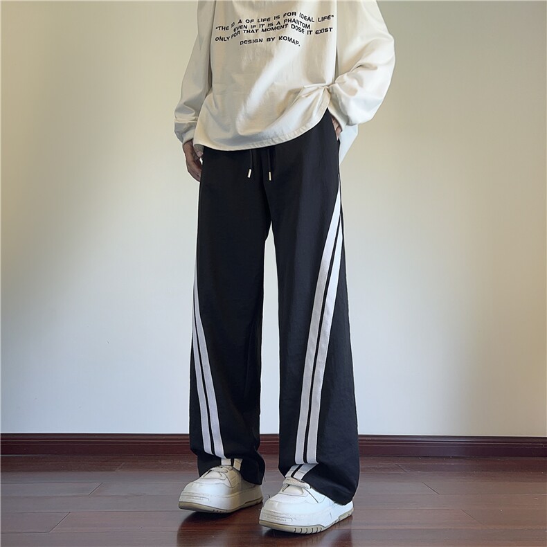 抖音品质秋季新款美式条纹设计宽松休闲裤B315-K24291-特p35控68,男装休闲裤,电商B315