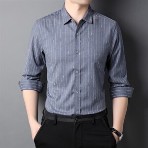 HPN-Z301男式服装秋季新款衬衫男长袖翻领休闲四季可穿衬衣P56图片