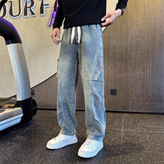 秋冬款加厚牛仔裤男士直筒裤潮牌工装长裤社会小伙潮901N37P58，男装牛仔裤，星座901