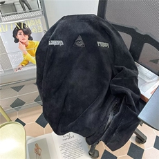 687#P35双拉链灯芯绒刺绣卫衣M--3XL黑棕网图，男装卫衣，星座506A