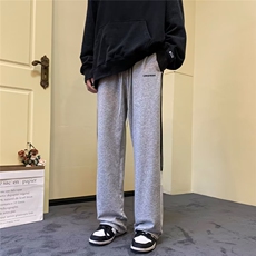美式休闲裤男秋季新款侧边三条杠宽松显瘦抽绳卫裤高腰拖地长裤子，男装休闲裤，四季星座218-1