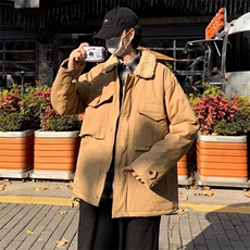 工装羊羔绒外套男潮牌宽松潮流百搭痞帅复古港风J251P52，男装夹克，星座1116-2
