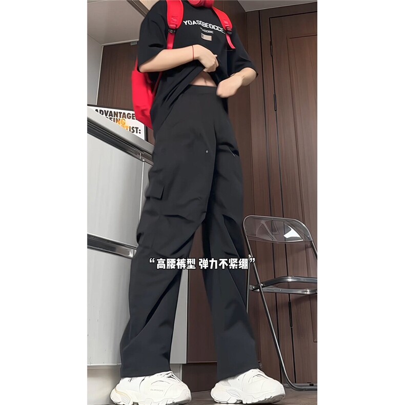 港风宽松阔腿弯刀直筒长裤大码M-5XL潮牌工装裤CK78054P55控89,男装工装外套,星座226-1