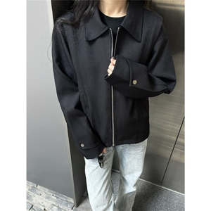 6803-P63 美式复古飞片合页解构翻领拉链夹克男女春秋季图片