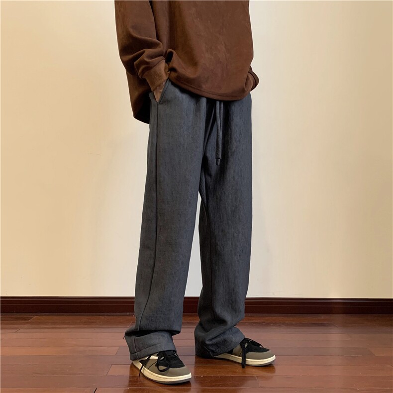 冬季波浪纹加绒加厚垂感休闲裤M~5XLXZ604-KG53JR-P65控78,男装卫衣,星座604