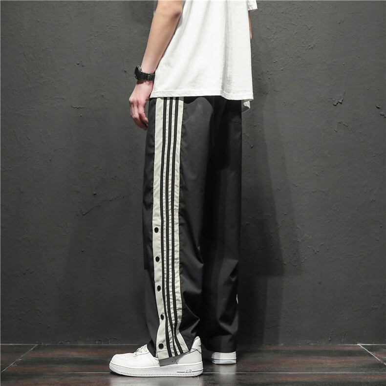K3007/P30新款休闲裤男排扣开衩学生运动裤大码阔腿裤直筒裤，男装休闲裤，电商A141