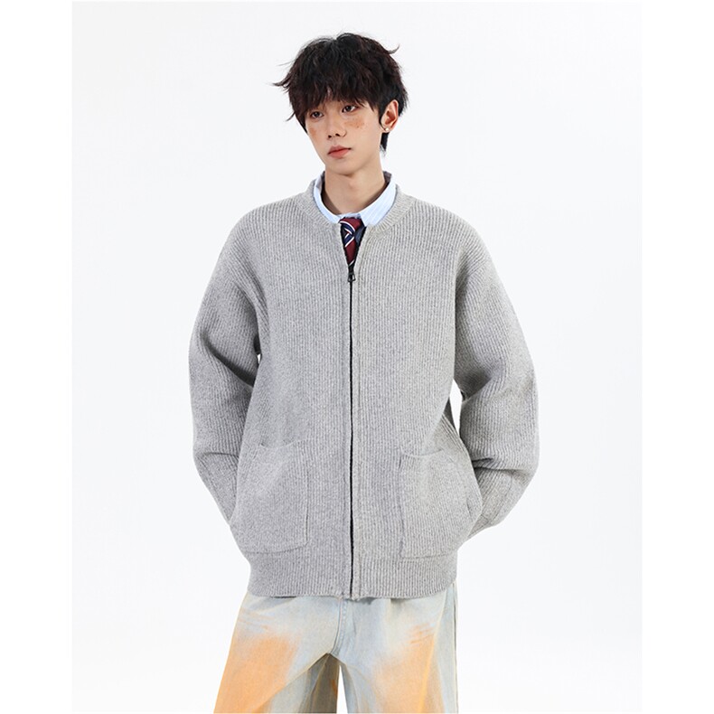 517A-8-M108-P88高品质重磅拉链开衫针织衫口袋老钱风慵懒风毛衣，男装针织衫/毛衣，星座517A-8（原B282）