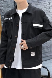 2021春秋季新佳乐日系潮男大码贴布工装翻领夹克外套J972-P65图片