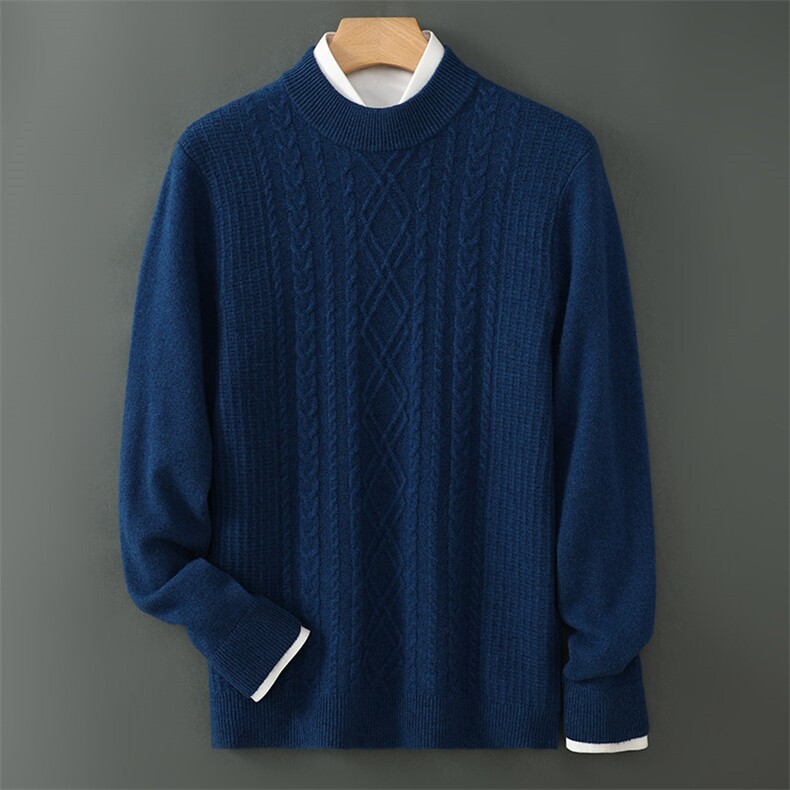 秋冬新款羊毛衫男圆领百搭长袖套头毛衣宽松针织打底男装，男装羊毛衫，琳华羊绒
