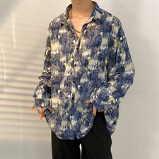 2025秋季扎染长袖衬衫男青少年渐变迷彩衬衫百搭衬衣CS2304-P35，男装衬衫，电商A062