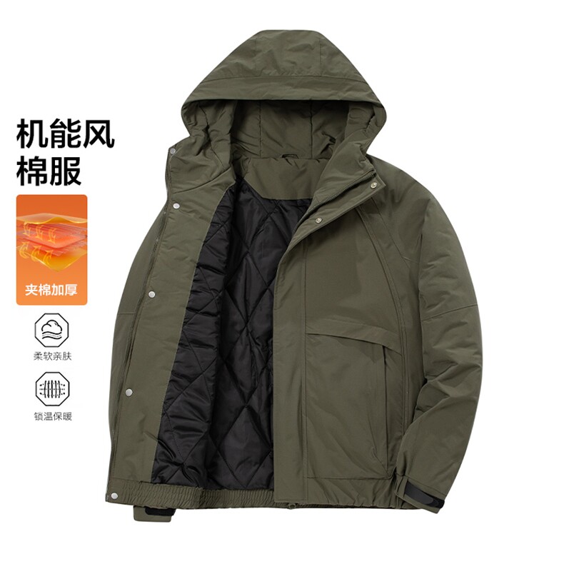 加棉夹克百搭男装帅气防风户外棉服休闲工装连帽棉服外套潮流图片