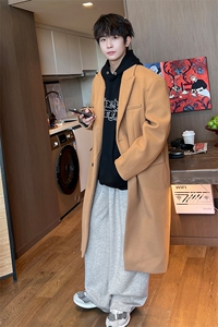 8XL-M厚毛呢大衣男中长款过膝呢子风衣男外套宽松FY1801P120控138图片