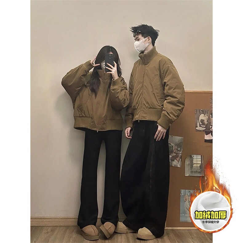 棉衣5W件现货冬季美拉德立领飞行夹克廓形高街棒球服加棉加厚外套图片