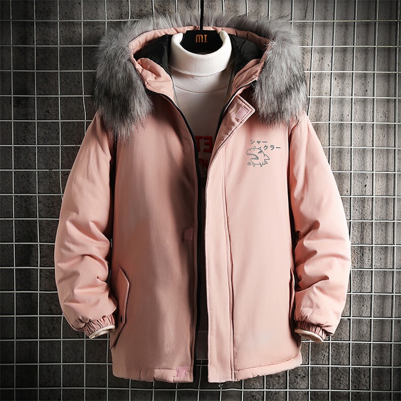 MM48092-P130冬季大毛领棉衣男士大码加厚棉袄男棉服网格,男装棉衣,电商A040A