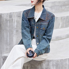 牛仔外套女新款2024年春秋季韩版设计感气质洋气小个子百搭上衣，女装牛仔外套，美拉德工厂直营店