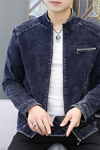 JK1856-P100牛仔外套男韩版修身立领夹克男士休闲百搭青年帅气图片